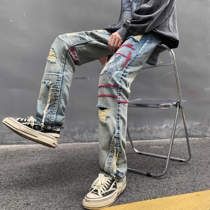 Pantalones vaqueros rasgados p - Street Fashion Men 2025 reseña y precio