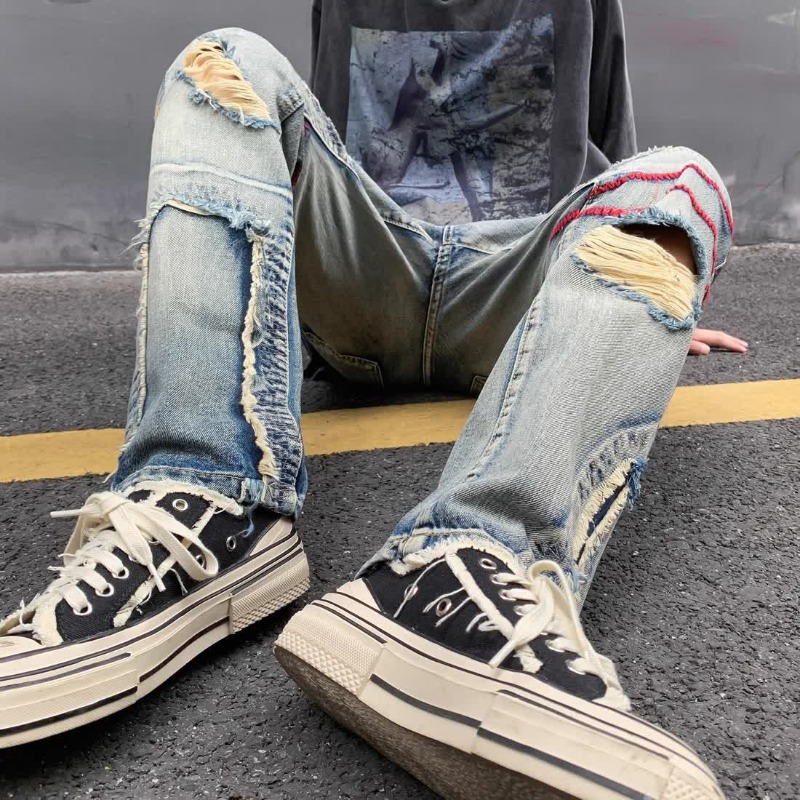 Pantalones vaqueros rasgados p - Street Fashion Men 2025 reseña y precio