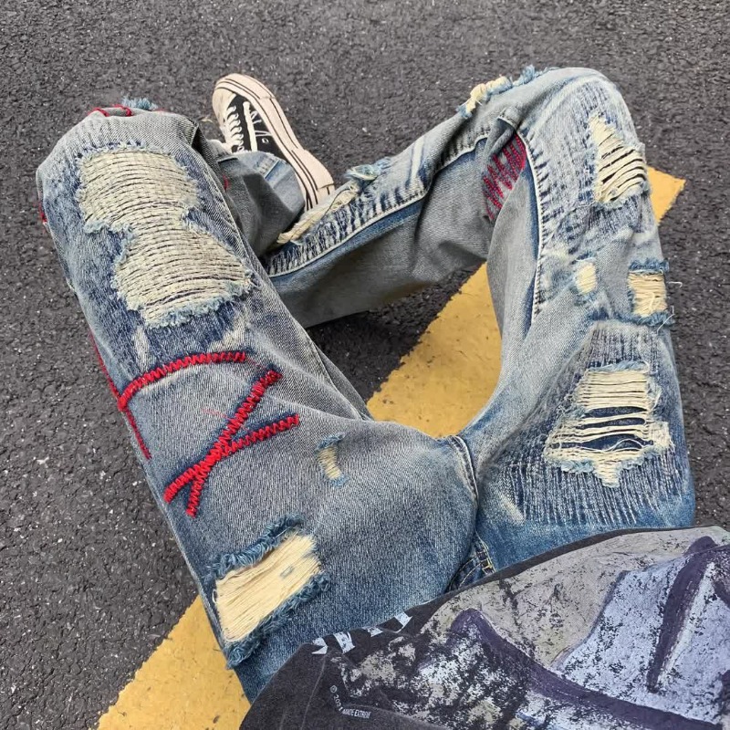 Pantalones vaqueros rasgados p - Street Fashion Men 2025 reseña y precio